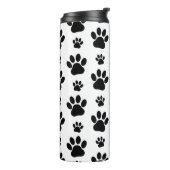 Paw Pattern, Dog Paws, Paw Prints, Black and White Thermosbeker (Gedraaid links)