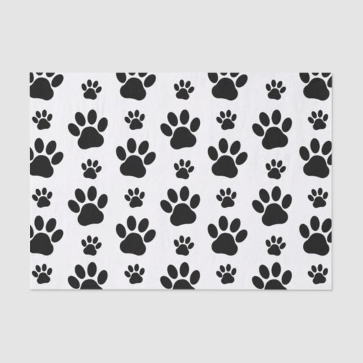 Paw Pattern, Dog Paws, Paw Prints, Black and White Tissuepapier (Voorkant)
