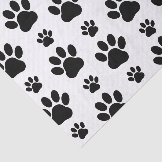 Paw Pattern, Dog Paws, Paw Prints, Black and White Tissuepapier (Detail)