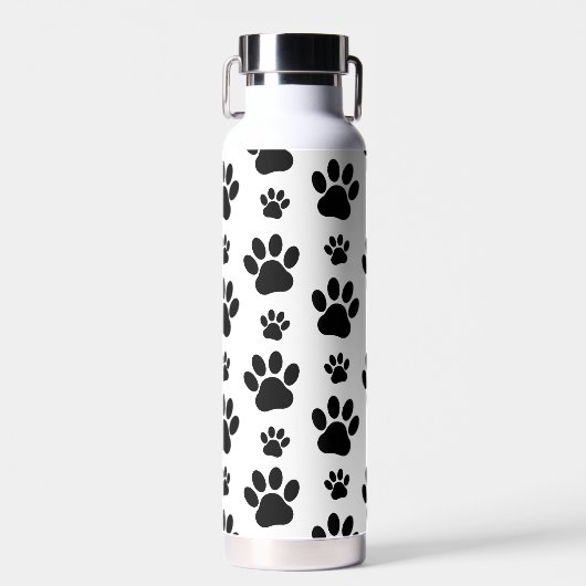 Paw Pattern, Dog Paws, Paw Prints, Black and White Waterfles (Voorkant)