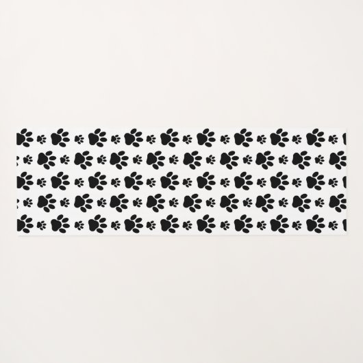 Paw Pattern, Dog Paws, Paw Prints, Black and White Yogamat (Achterkant (horizontaal))