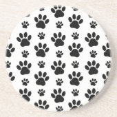 Paw Pattern, Dog Paws, Paw Prints, Black and White Zandsteen Onderzetter (Voorkant)