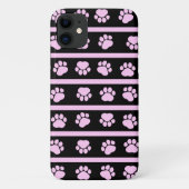 Paw Pattern, Dog Paws, Stripes - Roze Black Case-Mate iPhone Case (Achterkant)
