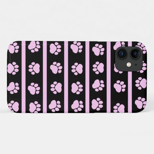 Paw Pattern, Dog Paws, Stripes - Roze Black Case-Mate iPhone Case (Achterkant (horizontaal))