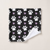 Paw Pattern, Dog Paws, White Paws, Lila Hearts Bad Handdoek (Wasdoekje)