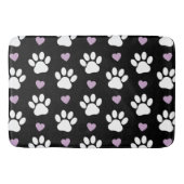 Paw Pattern, Dog Paws, White Paws, Lila Hearts Badmat (Voorkant)