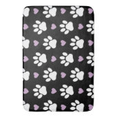 Paw Pattern, Dog Paws, White Paws, Lila Hearts Badmat (Voorkant Verticaal)