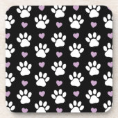 Paw Pattern, Dog Paws, White Paws, Lila Hearts Bier Onderzetter (Voorkant)
