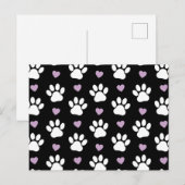 Paw Pattern, Dog Paws, White Paws, Lila Hearts Briefkaart (Voorkant / Achterkant)