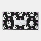 Paw Pattern, Dog Paws, White Paws, Lila Hearts Bureaumat (Keyboard & Muis)