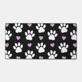 Paw Pattern, Dog Paws, White Paws, Lila Hearts Bureaumat (Voorkant)
