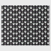 Paw Pattern, Dog Paws, White Paws, Lila Hearts Cadeaupapier (Vlak)