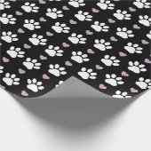 Paw Pattern, Dog Paws, White Paws, Lila Hearts Cadeaupapier (Hoek)