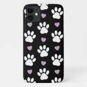 Paw Pattern, Dog Paws, White Paws, Lila Hearts Case-Mate iPhone Case (Achterkant)