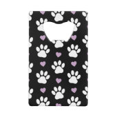 Paw Pattern, Dog Paws, White Paws, Lila Hearts Creditkaart Flessenopener (Voorkant)