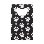 Paw Pattern, Dog Paws, White Paws, Lila Hearts Creditkaart Flessenopener (Achterkant)