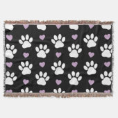 Paw Pattern, Dog Paws, White Paws, Lila Hearts Deken (Voorkant)