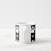 Paw Pattern, Dog Paws, White Paws, Lila Hearts Espresso Kop (Achterkant)