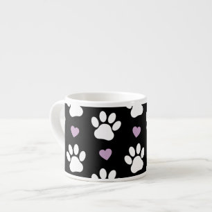 Paw Pattern, Dog Paws, White Paws, Lila Hearts Espresso Kop