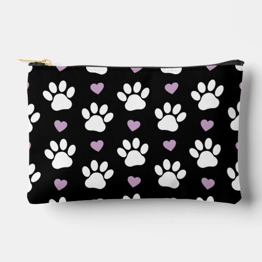 Paw Pattern, Dog Paws, White Paws, Lila Hearts Etui (Voorkant)