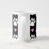 Paw Pattern, Dog Paws, White Paws, Lila Hearts Grote Koffiekop (Achterkant)