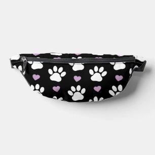 Paw Pattern, Dog Paws, White Paws, Lila Hearts Heuptasje