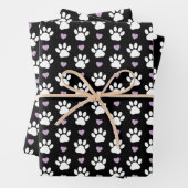 Paw Pattern, Dog Paws, White Paws, Lila Hearts Inpakpapier Vel (In situ)
