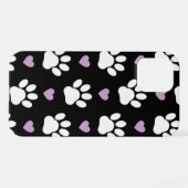 Paw Pattern, Dog Paws, White Paws, Lila Hearts iPhone Hoesje (Achterkant horizontaal)