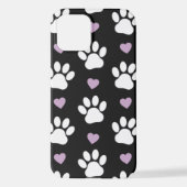 Paw Pattern, Dog Paws, White Paws, Lila Hearts iPhone Hoesje (Achterkant)
