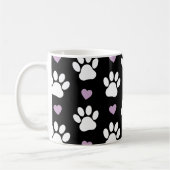Paw Pattern, Dog Paws, White Paws, Lila Hearts Koffiemok (Links)