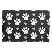 Paw Pattern, Dog Paws, White Paws, Lila Hearts Kussensloop (Achterkant)