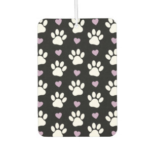 Paw Pattern, Dog Paws, White Paws, Lila Hearts Luchtverfrisser