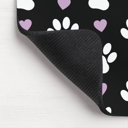 Paw Pattern, Dog Paws, White Paws, Lila Hearts Muismat (Hoek)