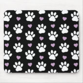 Paw Pattern, Dog Paws, White Paws, Lila Hearts Muismat (Voorkant)