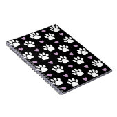 Paw Pattern, Dog Paws, White Paws, Lila Hearts Notitieboek (Rechterzijde)