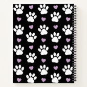 Paw Pattern, Dog Paws, White Paws, Lila Hearts Notitieboek (Achterkant)
