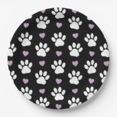 Paw Pattern, Dog Paws, White Paws, Lila Hearts Papieren Bordje (Voorkant)