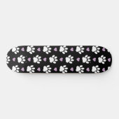 Paw Pattern, Dog Paws, White Paws, Lila Hearts Persoonlijk Skateboard (Horizontaal)