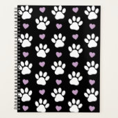 Paw Pattern, Dog Paws, White Paws, Lila Hearts Planner (Voorkant)