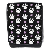 Paw Pattern, Dog Paws, White Paws, Lila Hearts Rugtassen (Voorkant)