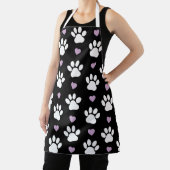 Paw Pattern, Dog Paws, White Paws, Lila Hearts Schort (Insitu)