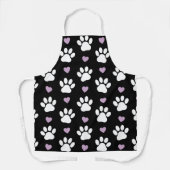 Paw Pattern, Dog Paws, White Paws, Lila Hearts Schort (Voorkant)