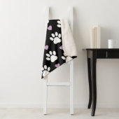 Paw Pattern, Dog Paws, White Paws, Lila Hearts Sherpa Deken (In situ)