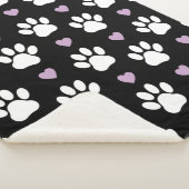 Paw Pattern, Dog Paws, White Paws, Lila Hearts Sherpa Deken (3/4)