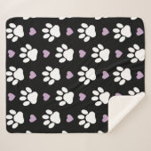 Paw Pattern, Dog Paws, White Paws, Lila Hearts Sherpa Deken (Voorkant (horizontaal))