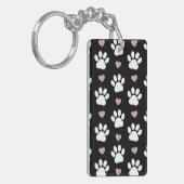 Paw Pattern, Dog Paws, White Paws, Lila Hearts Sleutelhanger (Voorkant Links)