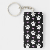 Paw Pattern, Dog Paws, White Paws, Lila Hearts Sleutelhanger (Voorkant)