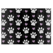 Paw Pattern, Dog Paws, White Paws, Lila Hearts Snijplank (Voorkant)