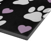 Paw Pattern, Dog Paws, White Paws, Lila Hearts Snijplank (Hoek)