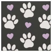 Paw Pattern, Dog Paws, White Paws, Lila Hearts Stof (Close Up)